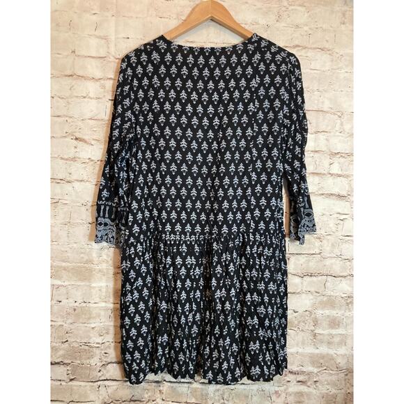 Vanessa Virginia Anthropologie Peasant Dress Womens Medium Black Full Embroidery - Picture 12 of 14